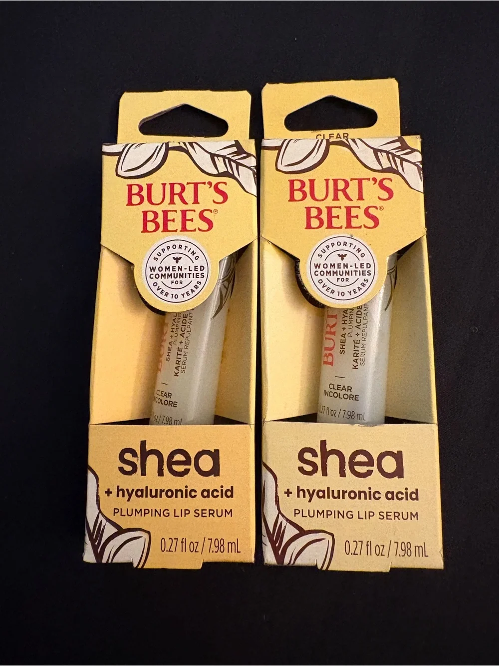 Burt’s Bees two pack Plumping Lip Serum w/Shea & Hyaluronic Acid NIB color clear